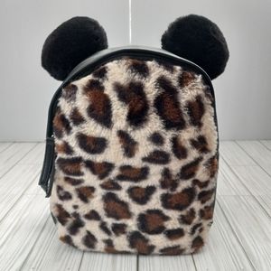 Deb & Dave Faux Fur Leopard Print Mini Backpack